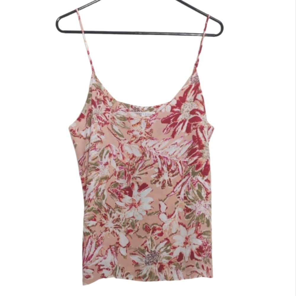 Violet & Claire Women's Pink Floral Flowy Spaghetti Strap Tank Top Size Medium